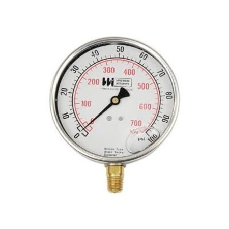 WEISS INSTRUMENTS 4" dial , liquid filled, 1/4" bottom, 0-30" VAC LF441-VAC-4L
